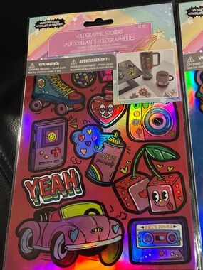 Holographic Sticker Sheet - Bright Retro Icons